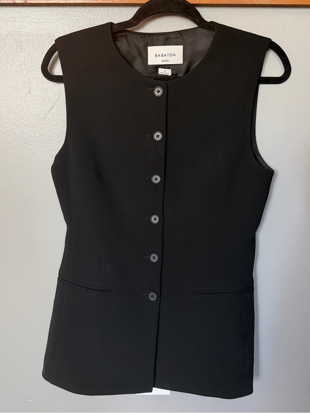 Aritzia Babaton Black Tailored Button-Front Vest